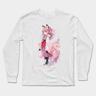 Kawaii baby in Kitsune fox kimono Long Sleeve T-Shirt